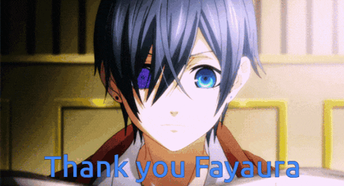 a picture of a boy with blue eyes and the words thank you fayaura
