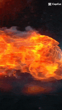 a drawing of a fireball with the caption capcut