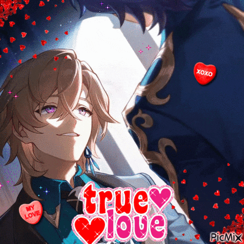 a picture of a man and a woman with the words true love on it