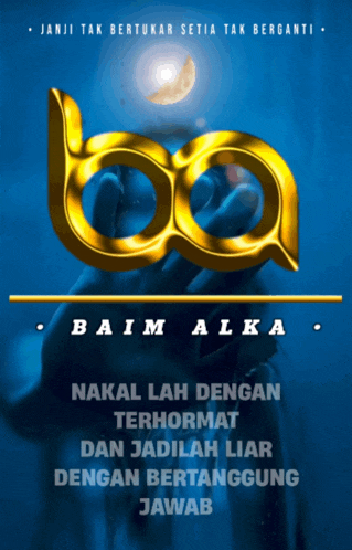 a poster for baim alka shows a hand holding a ring