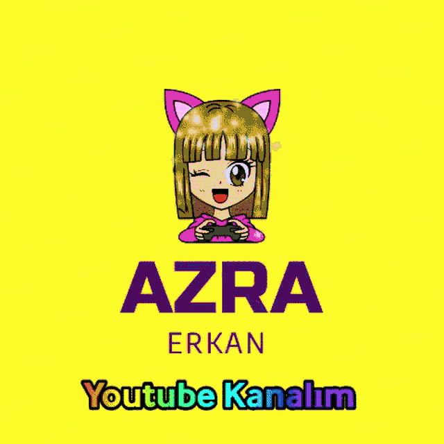 a logo for azra erkan youtube kanalim with a girl holding a game controller