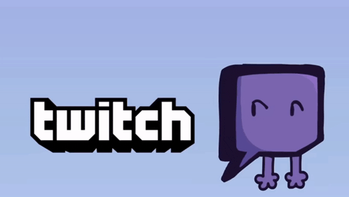 a logo for twitch with a purple speech bubble on a blue background