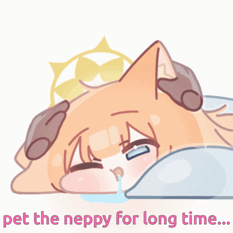a drawing of a cat laying down with the words pet the neppy for long time