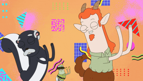 a cartoon drawing of a deer and a unicorn