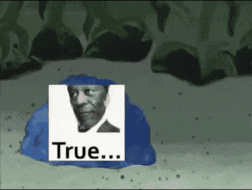 a picture of a man in a suit with the words true on it