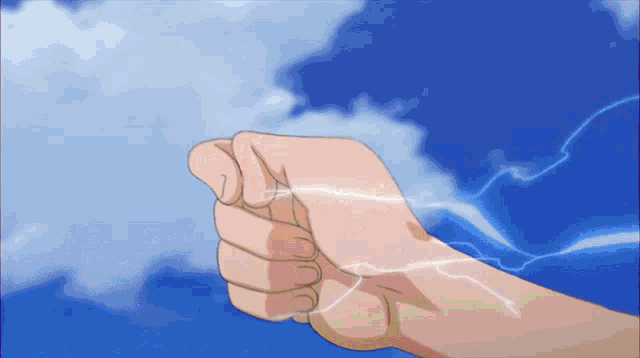 a fist with lightning bolts coming out of it