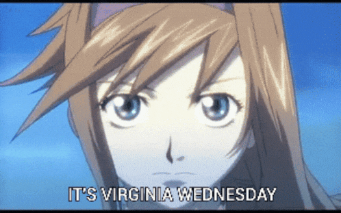 a picture of a girl with the words " it 's virginia wednesday " above her