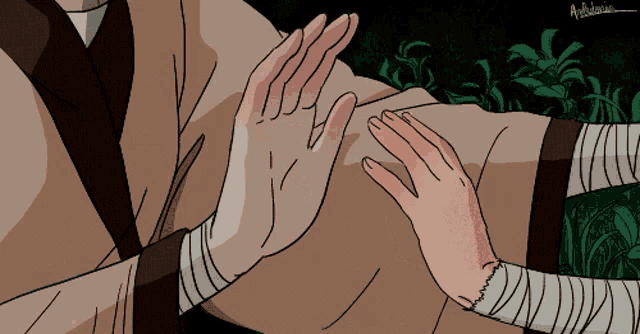 a drawing of a man and a woman giving each other a high five with the name andrea on the bottom