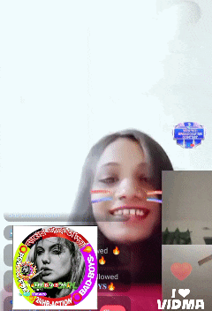 a woman with a sticker that says bad boys on her face