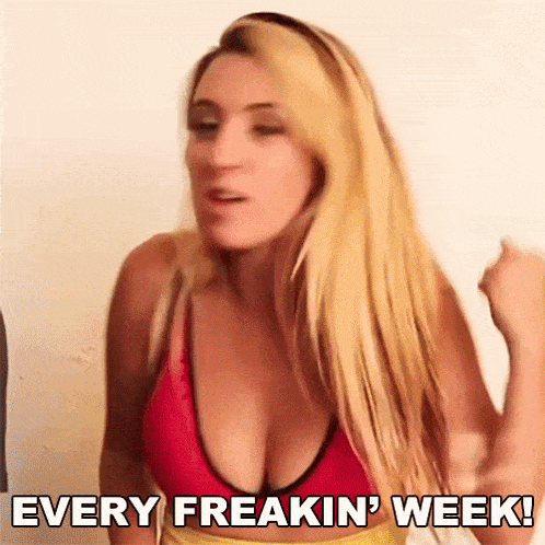 a woman says every freakin ' week in a red top