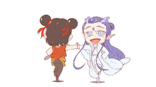 a cartoon drawing of a boy and a girl giving each other a high five