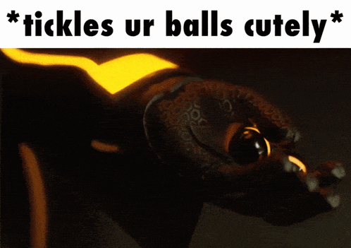 a picture of a person 's hand with the words tickles ur balls cutely below it