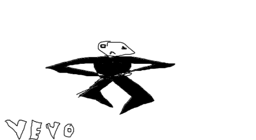 a black and white drawing of a person with the word vevo written below it