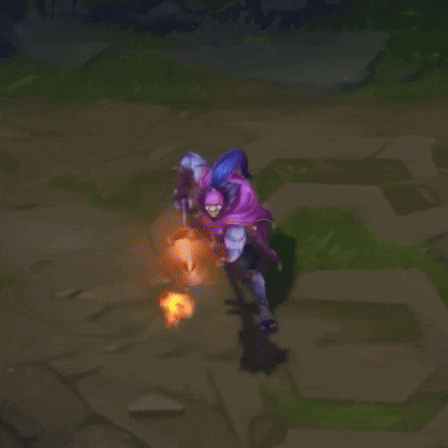 a video game character with a purple cape holding a sword
