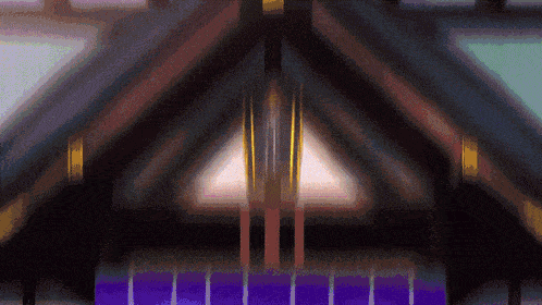 a computer generated image of a building with a triangle in the middle of it