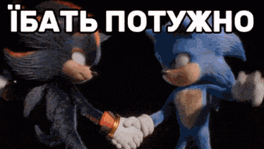 shadow the hedgehog and sonic the hedgehog shaking hands