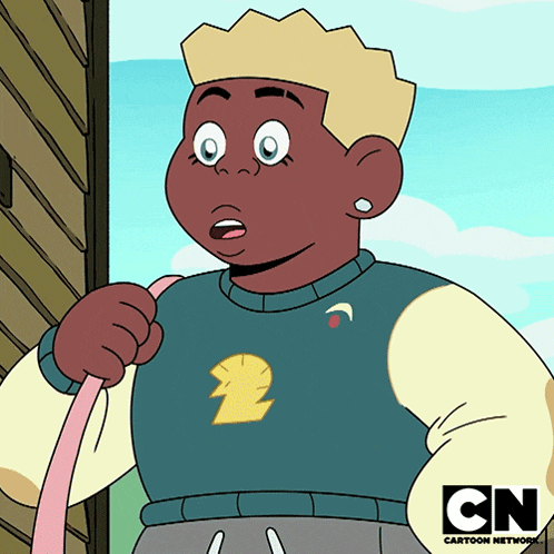 a cartoon character with a cn logo on his shirt