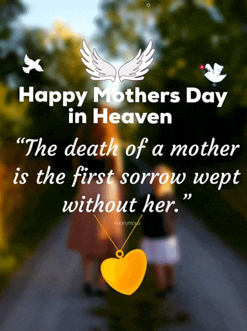 a happy mother 's day in heaven poster with a yellow heart