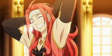 a cartoon character with red hair is smiling with her arms outstretched .