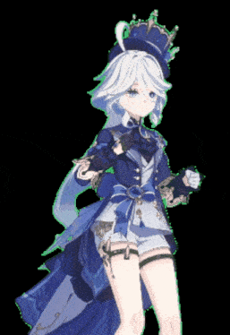a girl with white hair is wearing a crown