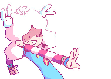 a pixel art drawing of a person giving a peace sign with their hands