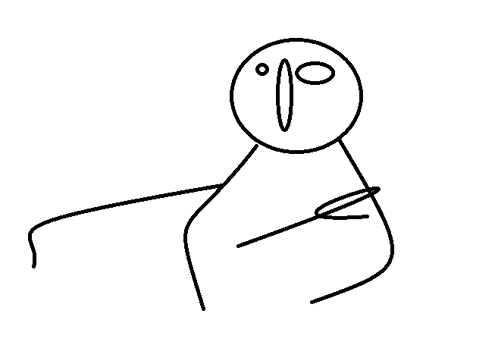 a black and white drawing of a stick figure with a circle in the middle of it 's head