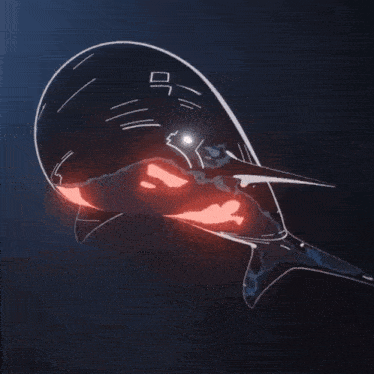 a drawing of a dolphin with a red light coming out of its mouth