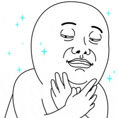 a black and white drawing of a man making a funny face .