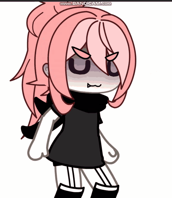 a cartoon of a girl with pink hair and a scarf around her neck is displayed on a website called bandicam.com