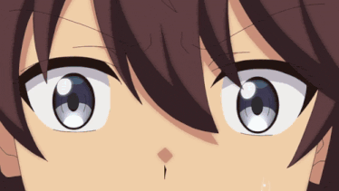 a close up of a anime character 's eyes with a tear coming out of his nose