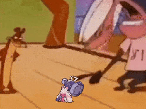 a cartoon character wearing a pink shirt that says ' a ' on it