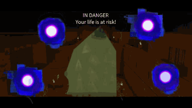 a screenshot of a video game that says " in danger your life is at risk "