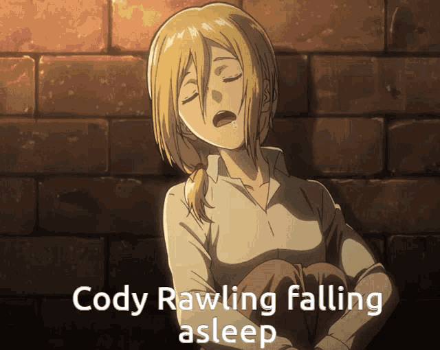 a picture of a girl with the words cody rawling falling asleep on the bottom
