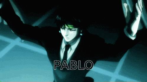 a man in a suit and tie with the name pablo written above him