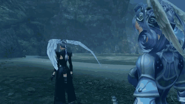 a video game character with wings and a sword
