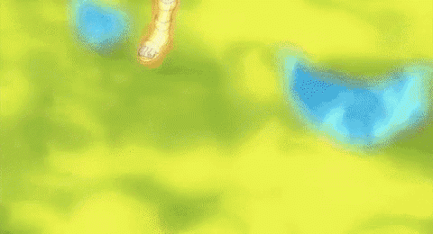 a cartoon character is flying through the air while wearing a black and yellow outfit .