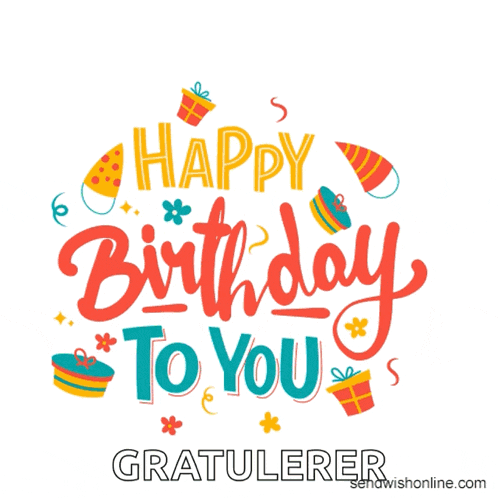 a birthday card with the words happy birthday to you gratulerer