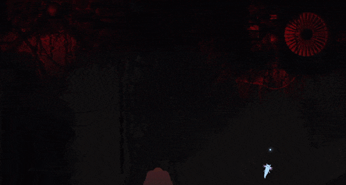 a glowing jellyfish in a dark cave with a red light coming out of it