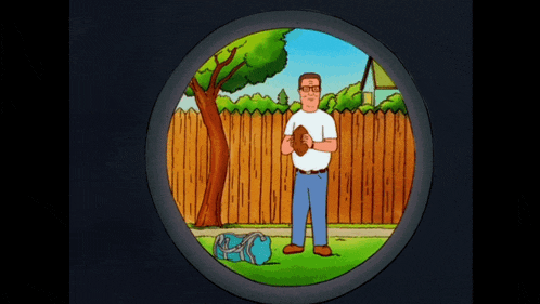 a cartoon of a man standing in front of a fence holding a baseball