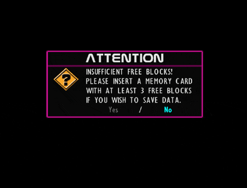 a black screen with the words attention insufficient free blocks