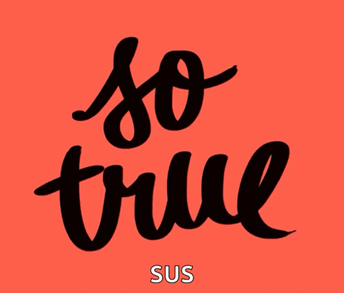 a red background with the word so true in black