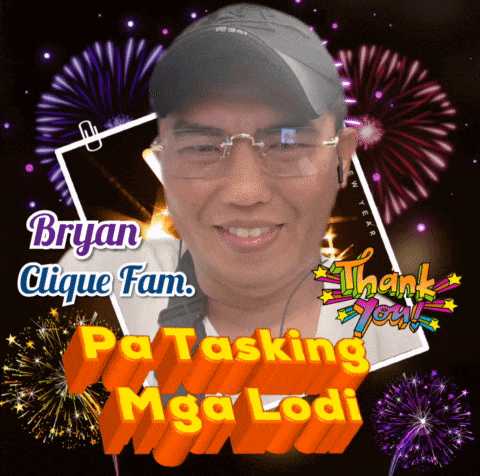 a picture of a man with fireworks in the background and the words bryan clique fam pa tasking mga lodi