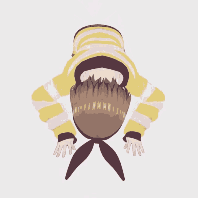 a 3d model of a person with a yellow striped shirt