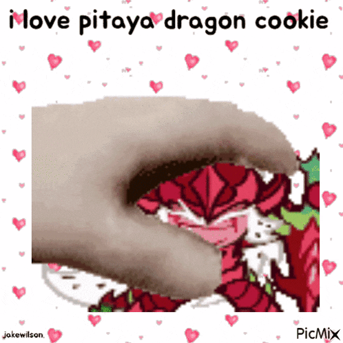 a picture of a person holding a dragon cookie with the words i love pitaya dragon cookie