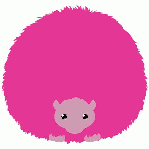 a pink hedgehog with blue eyes is sitting in front of a pink background