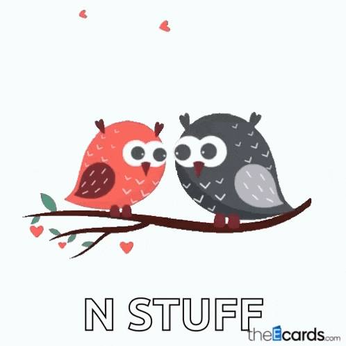 a valentine 's day card with two birds on a branch and the words " be my valentine n stuff "