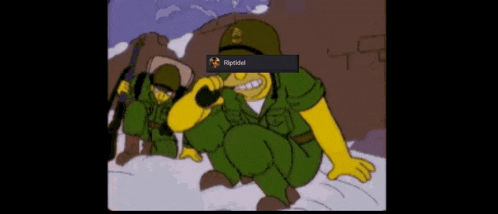 a cartoon of homer simpson in military uniform talking on a phone