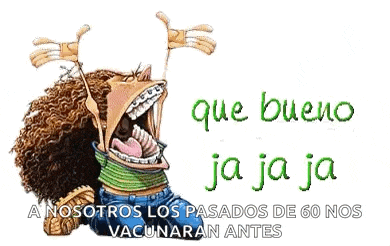 a cartoon of a woman with braces on her teeth and the words `` que bueno ja ja ja '' written on it .