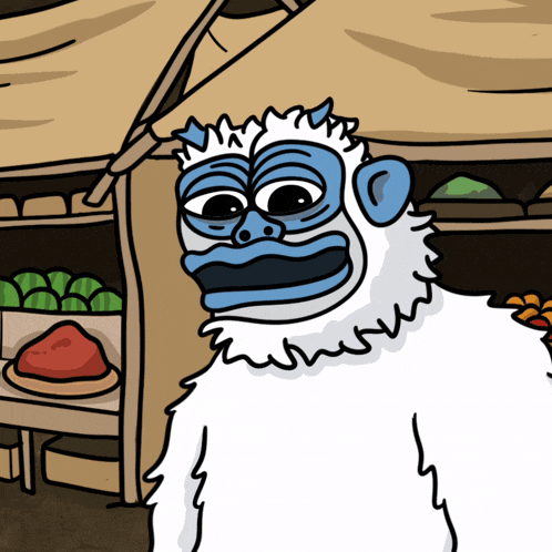 a cartoon of a yeti wearing a blue face mask