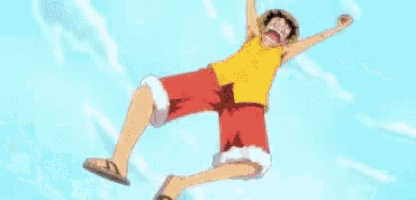 a group of cartoon characters are standing next to each other in front of a blue sky with clouds .